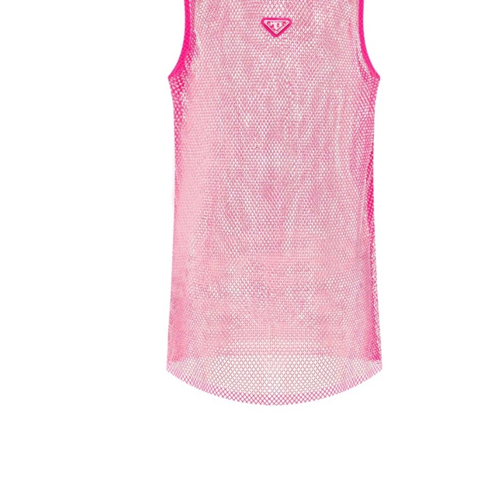 Pink Mesh rhinestone tank top - Picture 2 of 5